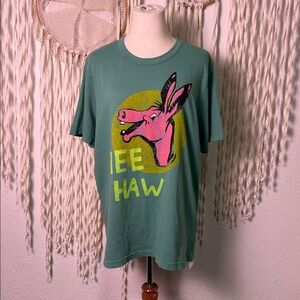 Imogene + Willie Teal “HEE HAW” Cotton Graphic Tee size Large